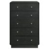 Cavy Tall Dresser Chest, 6 Drawers, Black Wood, Round Gold Knobs