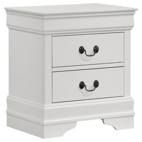 Nim Nightstand, 2 Storage Drawers, 24 Inch, Classic White Molded Trim