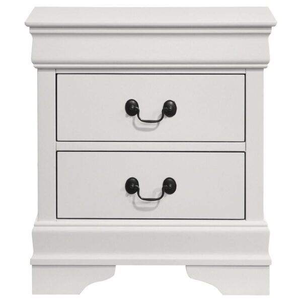 Nim Nightstand, 2 Storage Drawers, 24 Inch, Classic White Molded Trim