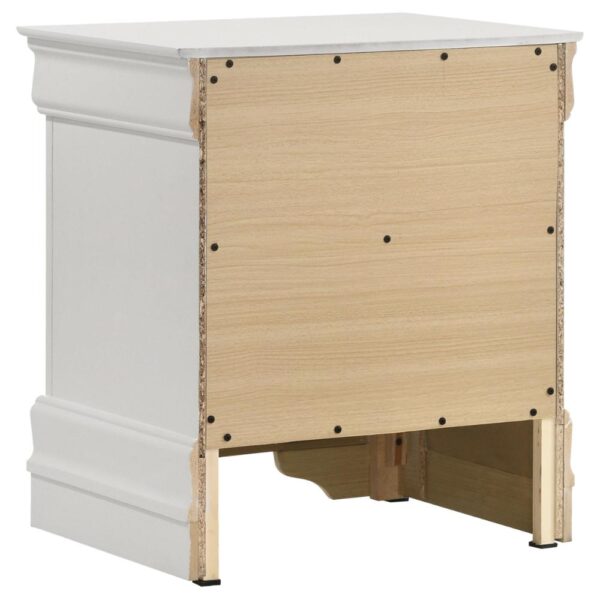 Nim Nightstand, 2 Storage Drawers, 24 Inch, Classic White Molded Trim