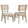 Lno Dining Side Chair Set of 2, Radio Cane Woven Back, Beige Wood