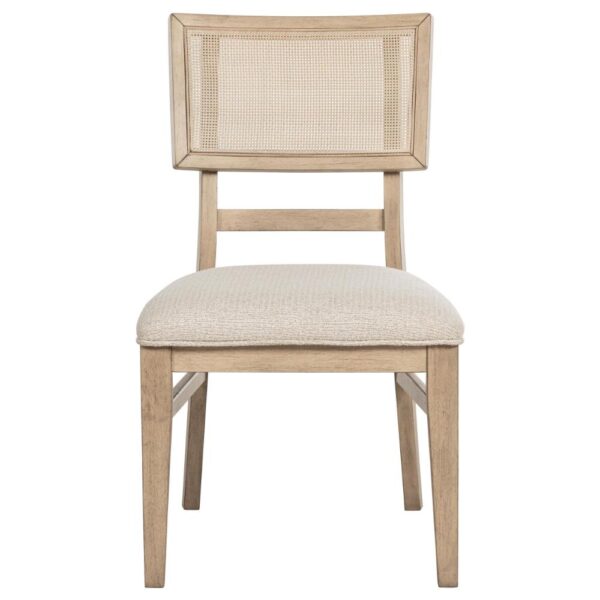 Lno Dining Side Chair Set of 2, Radio Cane Woven Back, Beige Wood