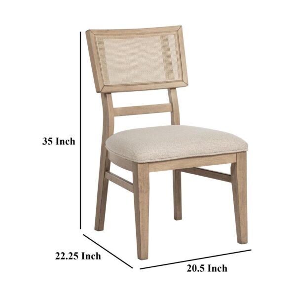 Lno Dining Side Chair Set of 2, Radio Cane Woven Back, Beige Wood