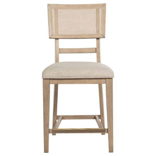 Lno Counter Dining Side Chair Set of 2, Rattan Woven Back, Beige Wood
