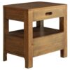Rie Nightstand w 2 Drawers and Lower Shelf, Walnut Brown Poplar Wood
