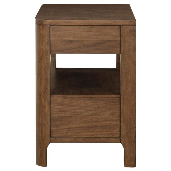 Rie Nightstand w 2 Drawers and Lower Shelf, Walnut Brown Poplar Wood