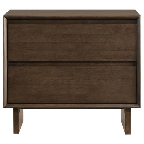 1502202669921b1acec88.jpeg Genu Nightstand, 2 Drawers w Fingertip Handles, Warm Walnut Brown