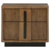 Reon Nightstand, 2 Drawers, Decorative Reeded Ash Brown Black Wood