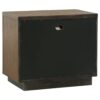 Reon Nightstand, 2 Drawers, Decorative Reeded Ash Brown Black Wood