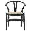 1502202669921b59e01b6.jpeg Ellie Wishbone Dining Chair Set of 2, Beige Fabric, Black Hardwood