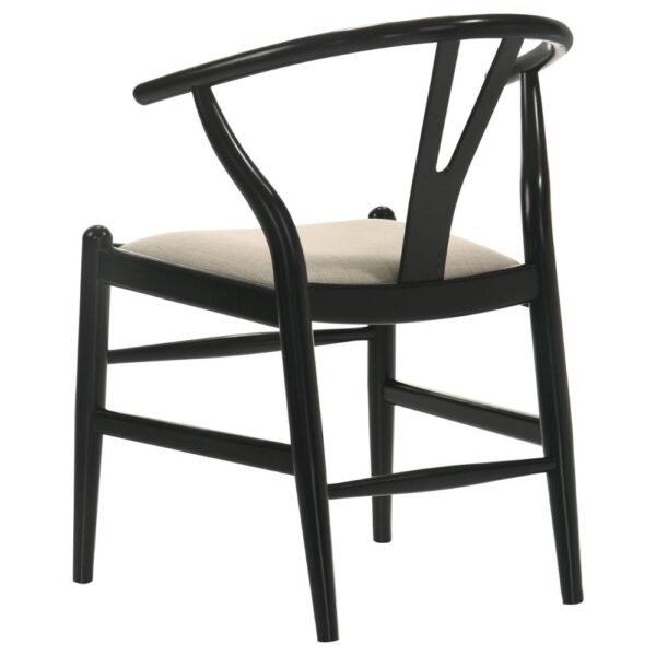 1502202669921b5c52720.jpeg Ellie Wishbone Dining Chair Set of 2, Beige Fabric, Black Hardwood