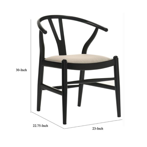 1502202669921b6207fb1.jpeg Ellie Wishbone Dining Chair Set of 2, Beige Fabric, Black Hardwood