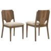 1502202669921b6869c8d.jpeg Billie Dining Chair Set of 2, Beige Fabric Seat, Brown Hardwood Frame