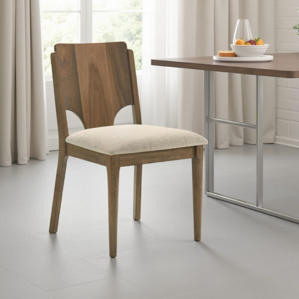 1502202669921b74d49bf.jpeg Billie Dining Chair Set of 2, Beige Fabric Seat, Brown Hardwood Frame