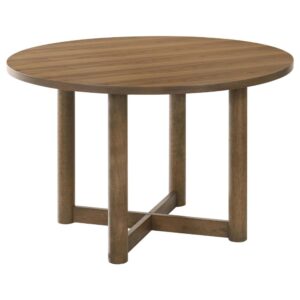 Billie Dining Table, Brown Wood Frame, Cross Legs, Round 46 Inch