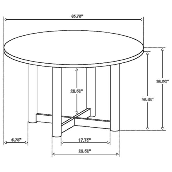 Billie Dining Table, Brown Wood Frame, Cross Legs, Round 46 Inch