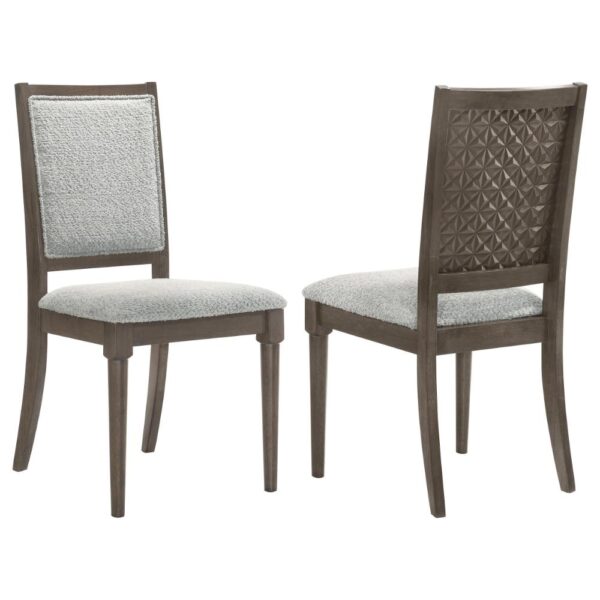 Nolan Dining Chair Set of 2, Gray Fabric, Dark Brown Hardwood Frame