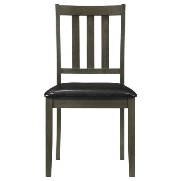 Panos 5pc Dining Table Set with 4 Chairs, Gray, Black Faux Leather