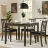 Panos 5pc Dining Table Set with 4 Chairs, Gray, Black Faux Leather