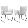 Acko Dining Chair Set of 2, Light Gray Fabric, Black Metal Frame