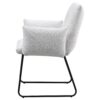 Acko Dining Chair Set of 2, Light Gray Fabric, Black Metal Frame