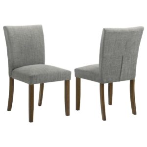 Cana Dining Chair Set of 2, Gray Fabric Foam Cushion, Brown Wood Legs
