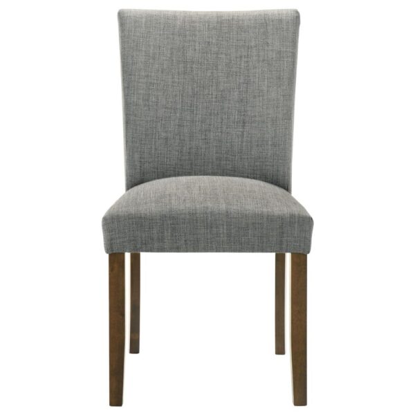 Cana Dining Chair Set of 2, Gray Fabric Foam Cushion, Brown Wood Legs