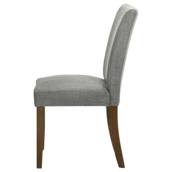 Cana Dining Chair Set of 2, Gray Fabric Foam Cushion, Brown Wood Legs