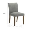 Cana Dining Chair Set of 2, Gray Fabric Foam Cushion, Brown Wood Legs