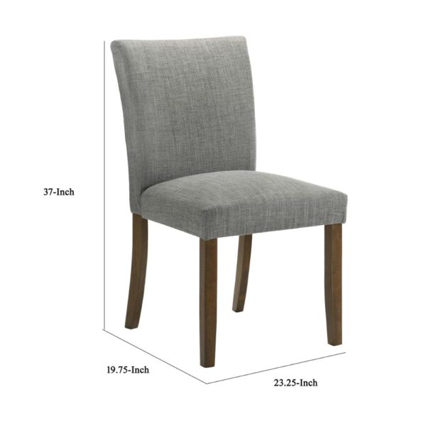 Cana Dining Chair Set of 2, Gray Fabric Foam Cushion, Brown Wood Legs