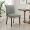 Cana Dining Chair Set of 2, Gray Fabric Foam Cushion, Brown Wood Legs
