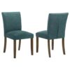 Cana Dining Chair Set of 2, Blue Fabric Foam Cushion, Brown Wood Legs