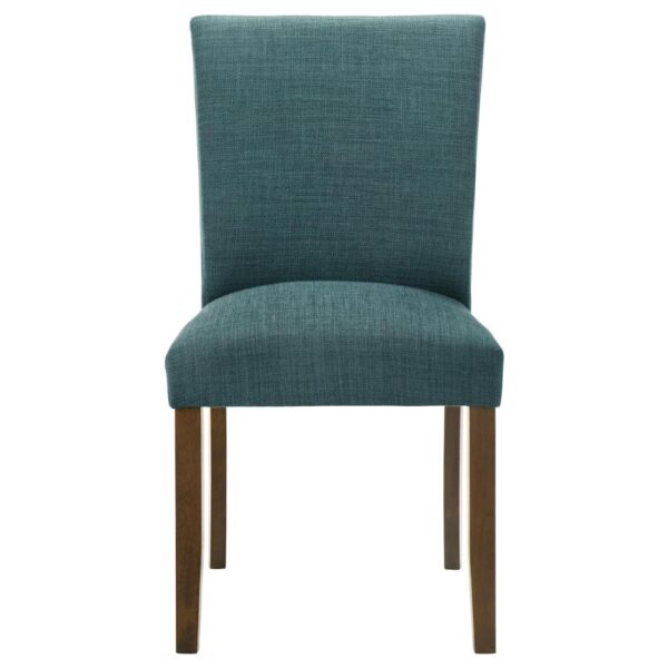 Cana Dining Chair Set of 2, Blue Fabric Foam Cushion, Brown Wood Legs