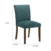Cana Dining Chair Set of 2, Blue Fabric Foam Cushion, Brown Wood Legs