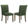 Cana Dining Chair Set of 2, Green Fabric Foam Cushion, Brown Wood Legs