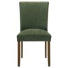 Cana Dining Chair Set of 2, Green Fabric Foam Cushion, Brown Wood Legs