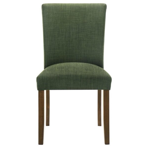 Cana Dining Chair Set of 2, Green Fabric Foam Cushion, Brown Wood Legs