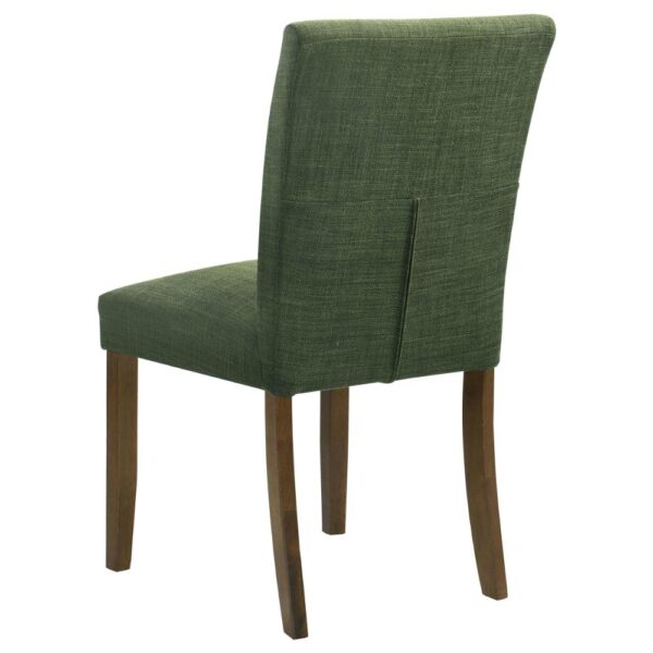 Cana Dining Chair Set of 2, Green Fabric Foam Cushion, Brown Wood Legs