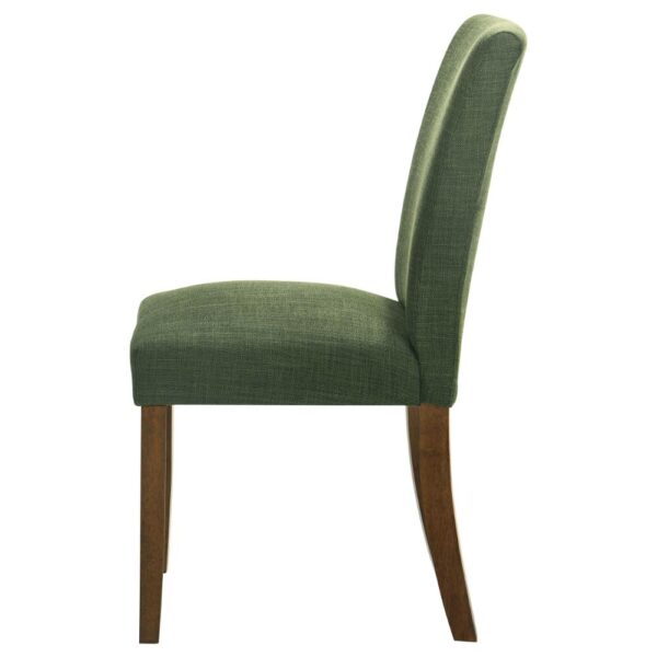 Cana Dining Chair Set of 2, Green Fabric Foam Cushion, Brown Wood Legs