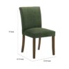 Cana Dining Chair Set of 2, Green Fabric Foam Cushion, Brown Wood Legs
