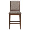 Patter Counter Height Chair Set of 2, Beige Fabric, Dark Brown 26 Inch