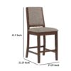 Patter Counter Height Chair Set of 2, Beige Fabric, Dark Brown 26 Inch