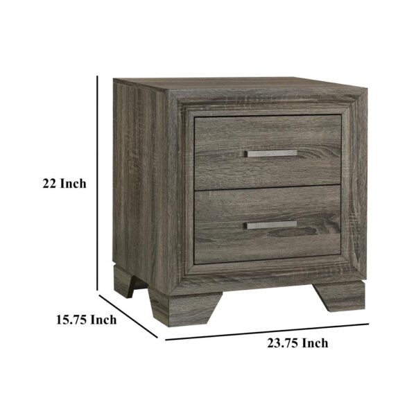 1502202669921cd6acc81.jpeg Reay Nightstand, Brown Oak Finish, 2 Drawers Silver Metal Bar Handles