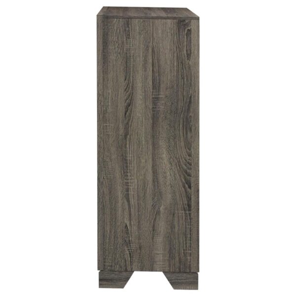 Reay Tall Dresser Chest, Brown Oak, 4 Drawers Silver Metal handles