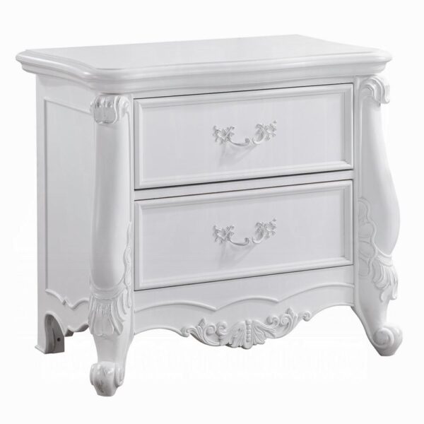 1502202669921cf4f1bc1.jpeg Maver Nightstand with 2 Drawers Scrolled Details, 32 Inch White Wood