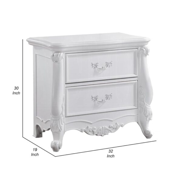1502202669921cff1f301.jpeg Maver Nightstand with 2 Drawers Scrolled Details, 32 Inch White Wood