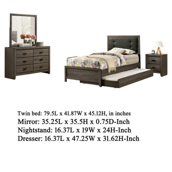 1502202669921d33e91aa.jpeg Meli 4pc Twin Size Bed Set with Dresser, Dark Gray Solid Wood Frame