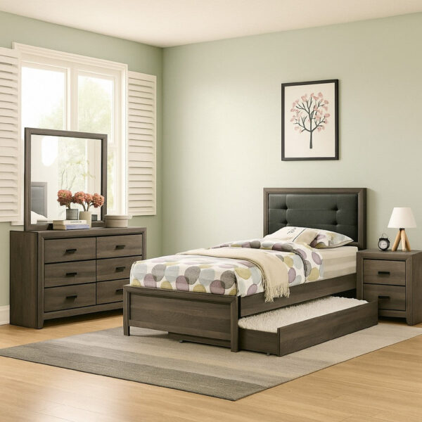 1502202669921d37d804c.jpeg Meli 4pc Twin Size Bed Set with Dresser, Dark Gray Solid Wood Frame