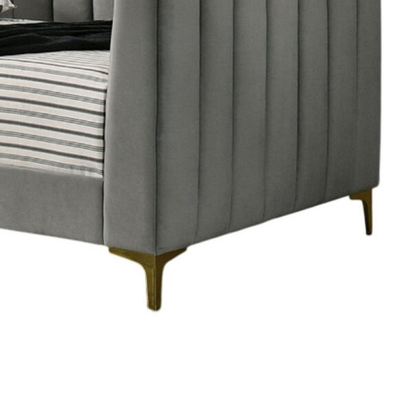 Iina Twin Daybed with Tuxedo Details, Gray Channel Tufted Flannelette