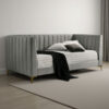 Iina Twin Daybed with Tuxedo Details, Gray Channel Tufted Flannelette